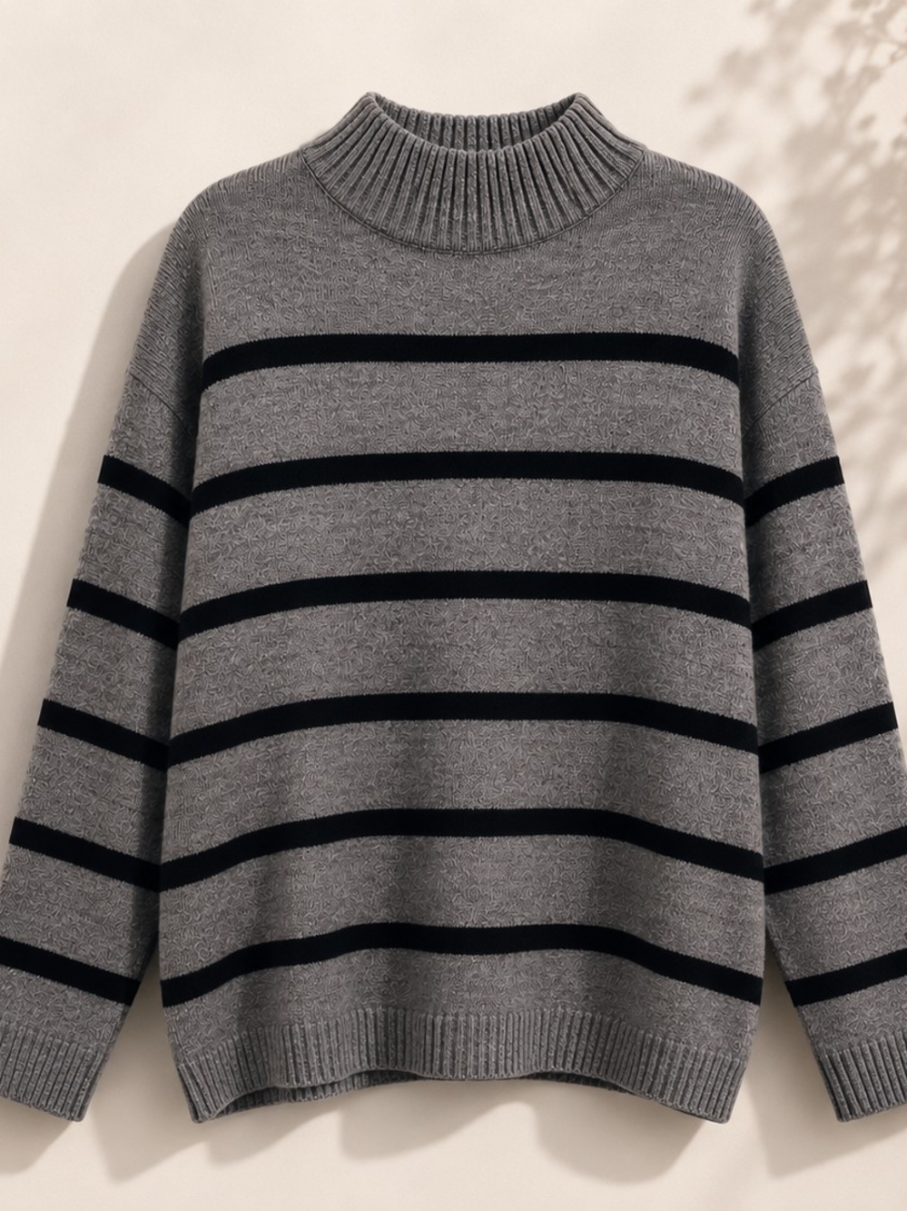 HYFVE Gray Sweater with Black Stripes